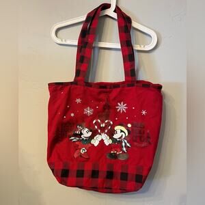 Disney Parks Disneyland Christmas Tote Bag Mickey and Minnie Mouse Holiday Bag